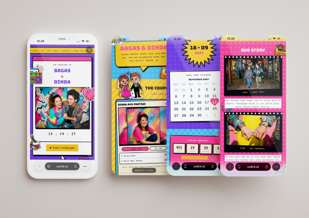 our wedding link preset Drag & Drop - Retro 90s Colorful