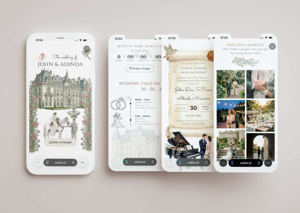 our wedding link preset Drag & Drop - Henry & Cecily (Chateau Watercolor)